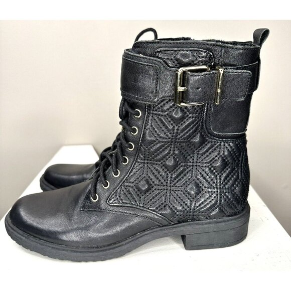 Vince Camuto Womens Leather Boots Toralina Combat Lace-Up & Side Zip Size 6.5M - Picture 4 of 14